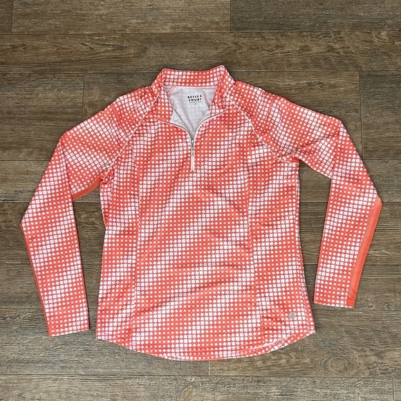 Bette & Court Tops - Bette & Court Womens Golf Top Orange White 1/4 Zip Performance Shirt